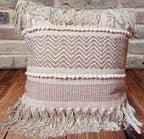 Generic Handmade (Design 1, Pack of 1) Macrame Boho Cotton Pillow Case, 18 x 18 inches, Canvas Fabric, Back Zipper, for Sofa, Bed, Living Room, Bedroom