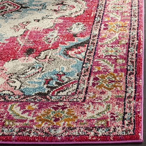 SAFAVIEH Monaco Collection Runner Rug - 2'2" x 6', Pink & Multi, Non-Shedding & Easy to Clean, Distressed Medallion Design, Ideal for Hallway, Foyer, Entryway, Kitchen, Bedroom (MNC243D) - color: Pink/Multi, size: 2'2" x 6' (Runner)