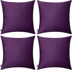 4-Pack 100% Cotton Comfortable Solid Decorative Throw Pillow Case,Thmyo Square Cushion Cover Pillowcase Sublimation Blank Pillow Covers DIY Throw Pillowcase for Couch Sofa(18x18 inch/ 45x45cm,Violet)