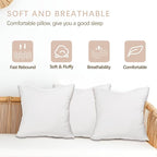Throw Pillows Insert Set of 2, White 26x26 in Pillow Inserts with 100% Cotton Cover,Bed and Couch Decorative Stuffer Pillows,Indoor Pillows for Sofa