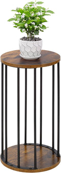 Plant Stand Indoor,small plant stool,Flower Pot Corner stand holder,Mid Century Heavy Duty Metal Tall Home Decor,Modern Round End Table,Small Rustic Display Stand for Living Room,Bedroom(Brown,21In)