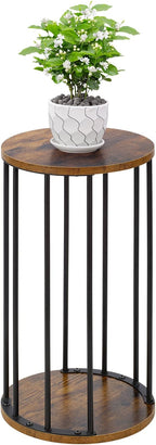 Plant Stand Indoor,small plant stool,Flower Pot Corner stand holder,Mid Century Heavy Duty Metal Tall Home Decor,Modern Round End Table,Small Rustic Display Stand for Living Room,Bedroom(Brown,21In)