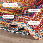 Nuloom Tammara Multicolor, 3' x 5', Hand Braided, Bohemian, Cotton, Soft and Cozy, High Traffic, Stain Resistant, Easy Clean, Durable Area Rug for Bedroom, Living Room, Dining, Den, Entryway