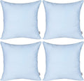 Thmyo 4-Pack 100% Cotton Comfortable Solid Decorative Throw Pillow Case, Square Cushion Cover Pillowcase Sublimation Blank Pillow Covers DIY Throw Pillowcase for Sofa(18x18 inch/ 45x45cm,Light Blue)