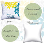 Tatuo 4 Pcs Flower Pillow Covers Square Spring Pillow Cushion Cases 18 x 18 Inch Family Faith Hope Love Words Decorative Summer Winter Cushion Case for Bed Couch Sofa Living Room(Blue Series)