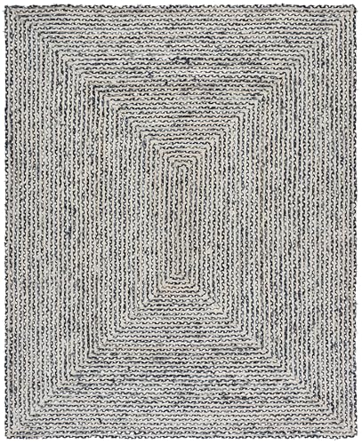 SAFAVIEH Area Rug 8x10 - Braided Collection - Large - Black & Navy, Handmade Cotton, Ideal for Living Room, Bedroom, Office, Dining Space (BRD260N) - color: Black/Navy, size: 8' x 10' (Rectangular)