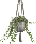 Scheurich Corteza Sky Vainilla Ceramic 6.1" Hanging Planter – with 35.4" Macramé Hanger - Waterproof - Boho Decorative Hanging Basket for Indoor Plants, Succulents&Flowers - Made in Germany - 0.7 gl