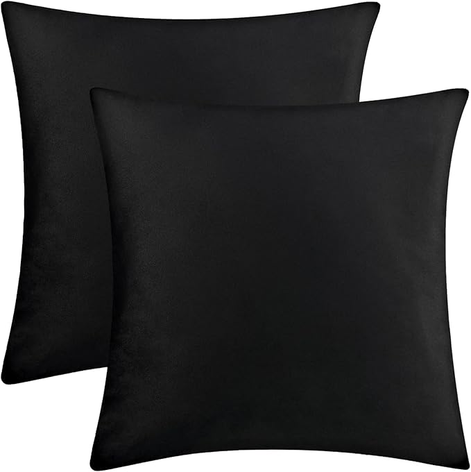 2 Pack 18x18 Pillow Cover Velvet Pillow Covers, Square Throw Pillow Covers for Living Room Decorations Throw Pillow Case, Throw Pillow Cover Cushion Cover for Sofa Bedroom Car, Black Velvet