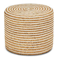 Wimarsbon 18'' Ottoman Pouf, Natural Braided Poof, Rustic Handweave Lounge Pouffe, Boho Footrest Stool for Bedroom, Accent Table or Seat for Living Room (Natural Water Hyacinth + White Cotton Rope) - color: 18inch Natural Water Hyacinth + White Cotton Rop