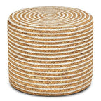 Wimarsbon 18'' Ottoman Pouf, Natural Braided Poof, Rustic Handweave Lounge Pouffe, Boho Footrest Stool for Bedroom, Accent Table or Seat for Living Room (Natural Water Hyacinth + White Cotton Rope) - color: 18inch Natural Water Hyacinth + White Cotton Rop