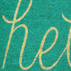 DII Hello Coir Fiber Doormat Non-Slip Durable Outdoor/Indoor, Pet Friendly, 18x30, Aqua - color: Aqua