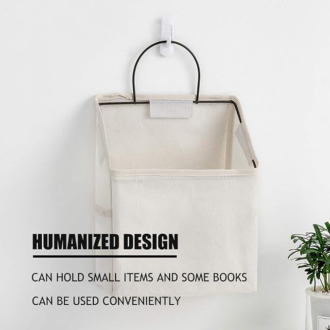 Wall-Hanging Storage Bags, Desktop Organizer Basket Cotton Linen Hanging Storage Basket for Kitchen,Bderoom,Living Room (#2 Grey)
