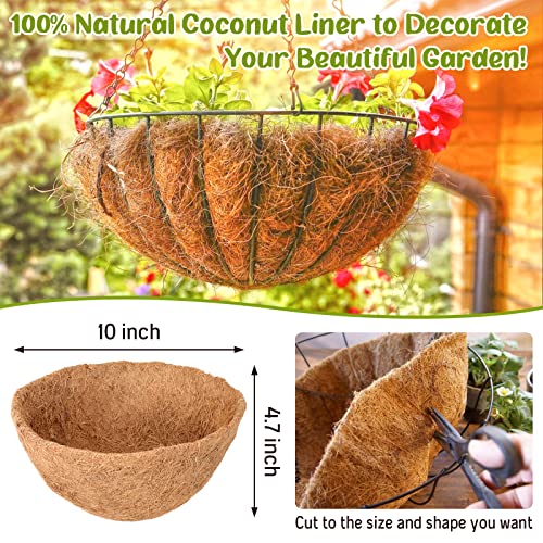 Legigo 6 Pack 10 Inch Hanging Basket Coco Liners Replacement, 100% Natural Round Coconut Coco Fiber Planter Basket Liners for Hanging Basket Flowers/Vegetables - color: 6pcs, size: 10 Inch