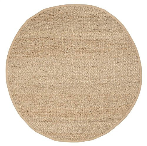 SAFAVIEH Natural Fiber Collection 4' Round Natural NF731A Handmade Farmhouse Fringe Premium Jute Area Rug - size: 4' (Round)