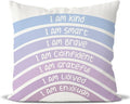 QIYUHOY Boho Rainbow Classroom Throw Pillow Covers, Book Center Calming Corner Playroom Decor Pillow Case, Purple Pillow Cover, I Am Kind Smart Brave Confidence 22x22 Inch Pillowcase(Royal Purple)