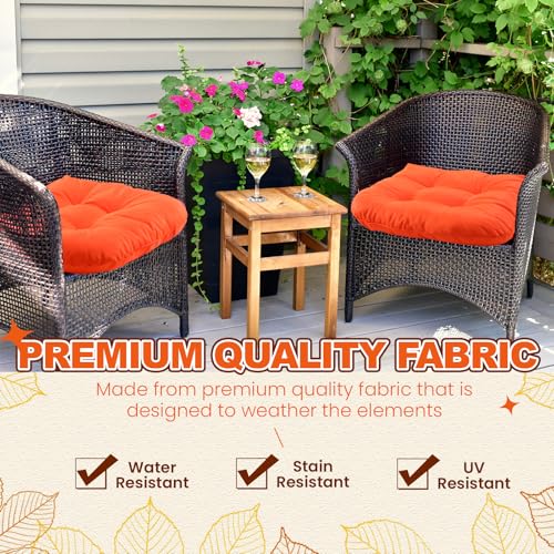 Barydat 3 Pack Wicker Furniture Cushions Waterproof Outdoor/Indoor Tufted Wicker Chair Cushions 1 Loveseat and 2 U-Shape Rattan Chairs for Patio Furniture, Rattan Love Seat, Bench (Orange) - color: Orange
