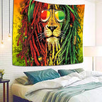 Simsant Rasta Rastafarian Tapestry Lion Head Bob Tapestry Wall Hanging (80"x60") - size: 80"L x 60"W