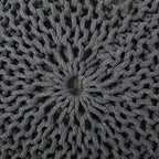Nahunta Knitted Round Pouf - Cotton - Gray - color: Grey