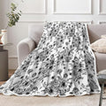Floral Throw Blanket, Botanical Floral Blanket, Soft, Flannel, Warm, Boho Floral Bed Blanket All Season Flower Throw Blanket for Couch Bedroom Living Room, Black 50X60 Inch