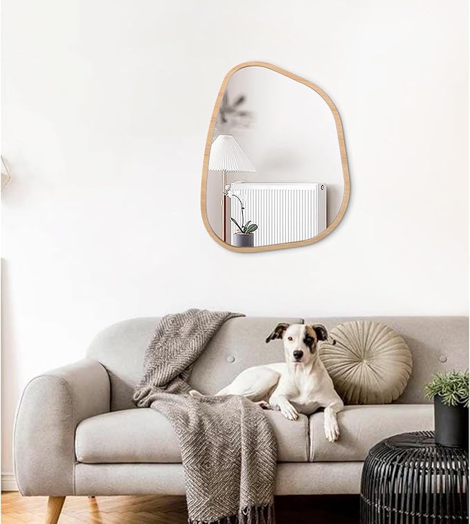 Asymmetrical Irregular Mirror Wall Mounted, Unique Vanity Mirror, Shaped Dressing Boho Mirror Decorative for Living Room, Bathroom, Bedroom, Entryway Wall Decor 20"x16"