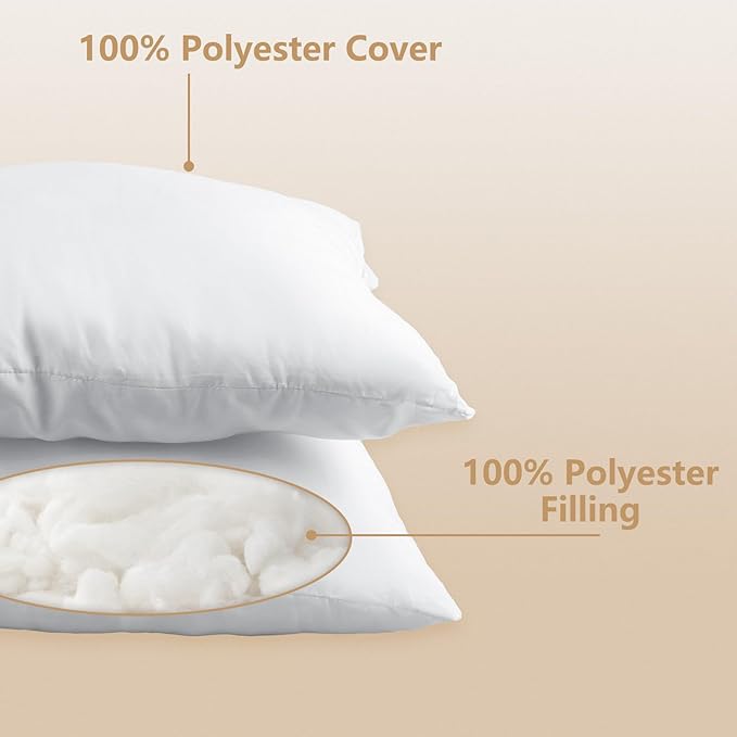 Luxury Pillow Inserts, Pack of 4, 16 x 16 inches Hypoallergenic Ultra Soft White Polyester Microfiber Durable Couch Cushion Fillers