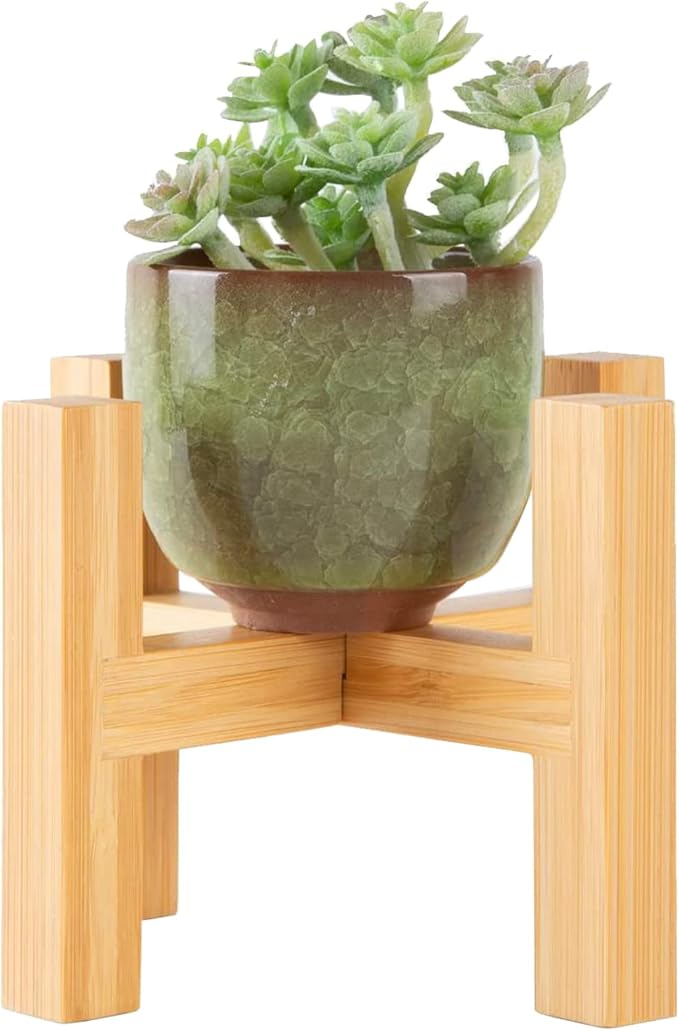 Modern Mini Plant Stand, Wood Flower Pot Holder, Up to 3.5" Diameter Planter, Display Potted Rack, Prevent The Floor Wet, Not Include Ceramic Planter Pot