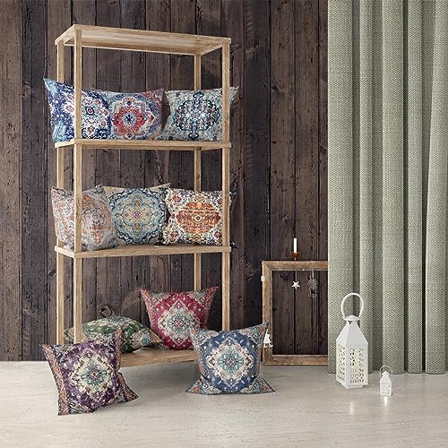 Snycler Boho Throw Pillow Covers 24x24 inch Set of 2 Boho Rug Carpet Double Sided Pattern Cotton Soft Pillow Case Cushion Cover Pillowcase for Couch Sofa Bed Decorative (Blue) - color: Boho-1, size: 24" x 24" (Pack of 2)