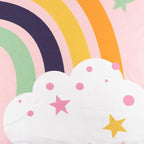 LB Boho Rainbow Tapestry White Cloud with Stars in Pink Sky Wall Hanging Tapestry Cartoon Mid Century Tapestries for Living Room Bedroom Dorm Wall Decor,92x70.5 inch