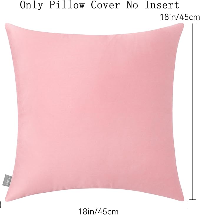 Thmyo 4-Pack 100% Cotton Comfortable Solid Decorative Throw Pillow Case Square Cushion Cover Pillowcase Sublimation Blank Pillow Covers DIY Throw Pillowcase for Sofa(18x18inch/45x45cm,Pink 2)