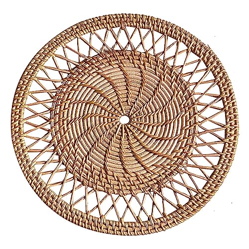 Ochine Woven Wicker Rattan Wall Basket Decor, Round, Boho Chic Dcor, Durable Rattan Material, Easy to Hang, 12" - color: C