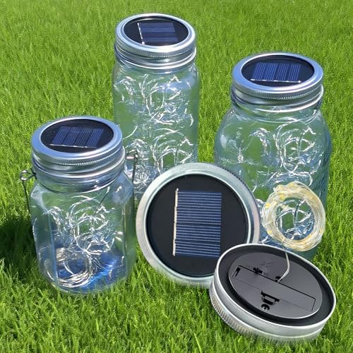 Mason Jar Solar Lights 30 LED Outdoor Solar Firefly Lights,Solar Fairy Lids Lights（No Jars）,Waterproof Lantern Mason String Solar Lights with Hangers for Regular Mouth Jars (12pack-Purple) - color: 12pack-Purple