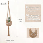 2-Pack Macrame Plant Hangers, Jute Hanging Planters for Indoor Plants for up to 8 Inch Pot Hanging Baskets Boho Plant Holder Basket for Outdoor Home, Handwoven, 35 Inchs