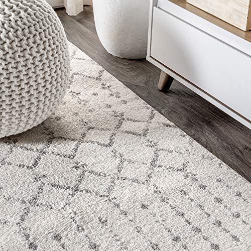 JONATHAN Y Boho Vintage Diamond Cream/Gray Round Area Rug 6 ft, Moroccan Hype for Living Room, Bedroom, Kitchen, Office, Easy-Cleaning, High Traffic, Pet-Friendly, Non-Shedding (MOH101B-6R) - color: Cream/Gray, size: 6' (Round)