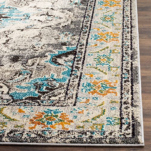 SAFAVIEH Monaco Collection Runner Rug - 2'2" x 6', Grey & Light Blue, Non-Shedding & Easy to Clean, Distressed Medallion Design, Ideal for Hallway, Foyer, Entryway, Kitchen, Bedroom (MNC243G) - color: Grey/Light Blue, size: 2'2" x 6' (Runner)