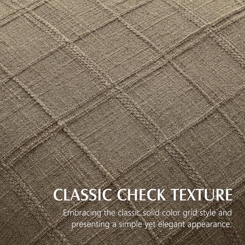 Foindtower Set of 1 Decorative Linen Check Throw Pillow Cover Neutral Farmhouse Vintage Cushion Cover Modern Boho Home Decor for Sofa Chair Couch Bedroom Living Room Outdoor,16×16 Inch,Light Brown - color: Brown, size: 16" x 16" (Pack of 1)