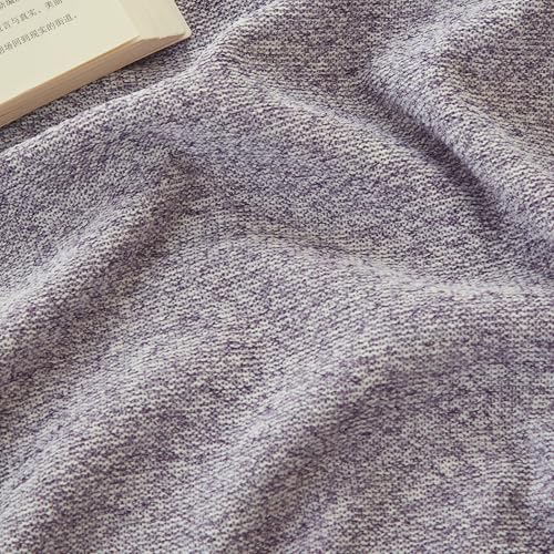 COOVA Lightweight Knit Queen Blanket for Bed, Decorative Blanket, Soft and Cozy Throw for Sofa, Bed or Couch, Bedroom (Light Purple, 90×90 inches) - color: Light Purple, size: 90"x90"