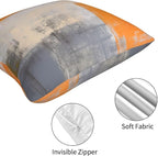 HOSTECCO Orange and Grey Throw Pillow Covers 18x18 inch Set of 4 Orange Abstract Art Pillow Cases Contemporary Square Decorative Cushion Covers for Sofa Couch Bed