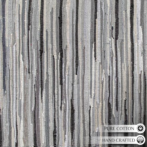 Ramanta Home Hand Woven 100% Cotton Rag Rug 3'x5' - Charcoal, Recycled Rugs, Boho Farmhouse Rugs for Living Room, Dinning Room, Kitchen, Entryway, Bedroom Rug - 36"x60" - color: Charcoal, size: 3 x 5 feet