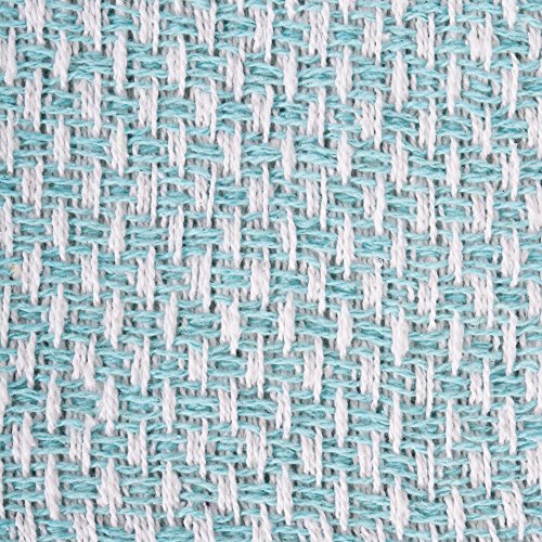 DII Woven Throw Collection 100% Cotton, Basketweave, 50x60, Aqua - color: Aqua, size: 50x60"