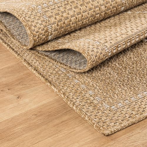 Beverly Rug Easy Jute Checkered Squared Rug 10x14 Washable Large Indoor Outdoor Area Rugs for Living Dining Room Patio Office Stain Resistant Non Shedding Casual Indoor Outside Carpet 10 x 14 Natural - color: Squared/Natural, size: 10' x 14' (Rectangular)