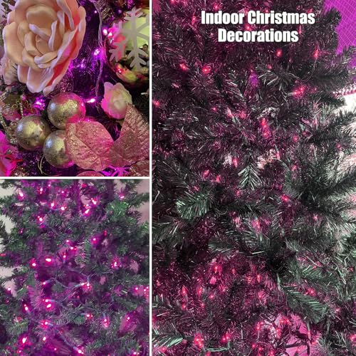 HISHINY Christmas Lights 100 Count Pink Christmas Tree String Lights with White Wire for Outdoor Indoor Christmas Decorations Wedding Decorations Valentines Day Decor,UL Certified (21feet) - color: Pink