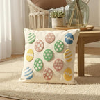 Jonhier Easter Throw Pillow Covers, Muted Morandi Colorful Easter Egg Decorations with Tufted Embroidery, Boho Farmhouse Neutral Rustic Spring Decorative Pillows for Couch Sofa, 18x18 Inch, 1 PC