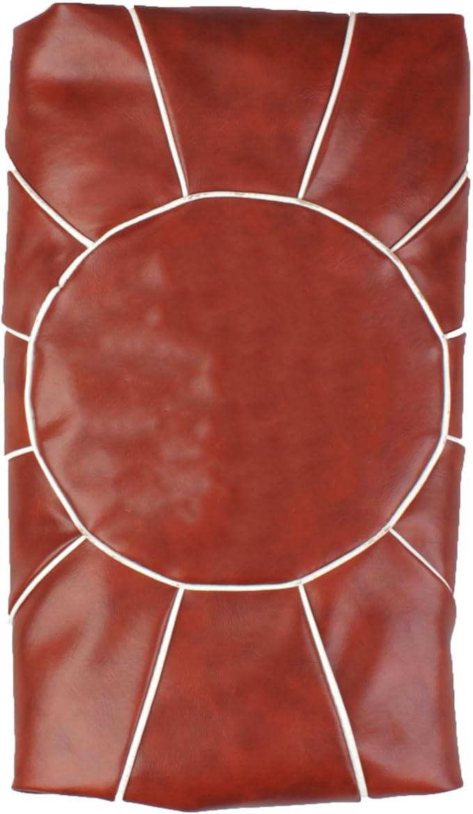 Decorative Pouf Foot Stool Round Unstuffed Leather Ottoman Cushion Storage seat or for Resting Your Feet on, Floor Chair Foot Living Room Bedroom Kids Room and Wedding (Rust)