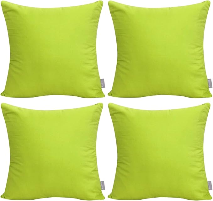Thmyo 4-Pack 100% Cotton Comfortable Solid Decorative Throw Pillow Case, Square Cushion Cover Pillowcase Sublimation Blank Pillow Covers DIY Throw Pillowcase for Sofa(20x20 inch/ 50x50cm,Light Green)