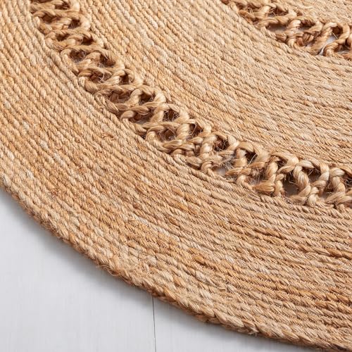 SAFAVIEH Natural Fiber Round Collection 3' Round Natural NFB254A Handmade Boho Country Charm Jute Area Rug - size: 3' (Round)