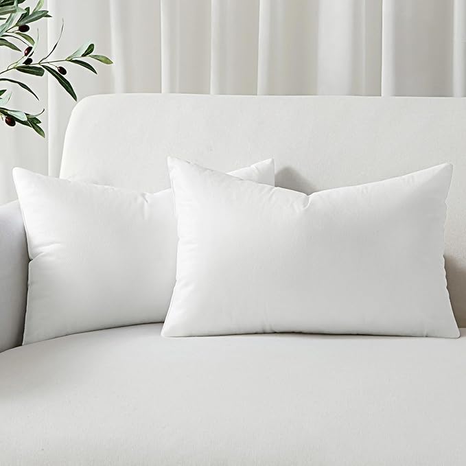 MIULEE Set of 4 Throw Pillow Inserts 12x20 Inches, 100% Virgin Filling Nowoven Pillow Inserts for Couch Sofa Living Room