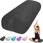 Yoga Bolster Pillow for Restorative & Yin Yoga - Meditation Pillow with Velvet Cover - Rectangular