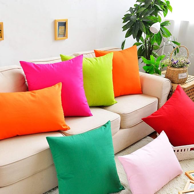 Thmyo 4-Pack 100% Cotton Lumbar Comfortable Solid Decorative Throw Pillow Case Rectangle Cushion Cover Sublimation Blank Pillow Covers Halloween DIY Throw Pillowcase(12x20inch/30x50cm,Orange)