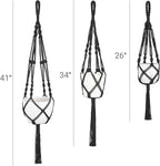 Mkono 3 Pack Macrame Plant Hangers, Different Sizes Hanging Planters Indoor Basket Decorative Flower Pots Holder Stand Boho Home Decor, Black