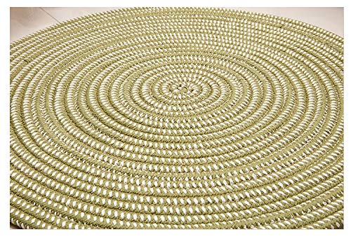 Hand Woven Round Area Rugs Living Room Bedroom Study Computer Chair Cushion Base Mat Round Carpet Lifts Basket Swivel Chair Pad Coffee Table Rug(2' Round, Green) - color: Green, size: 2' Round